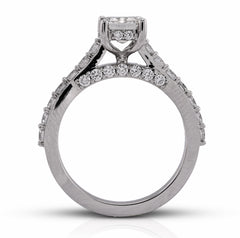 10k White Gold 2.17CTW Centre Emerald Round Side Lab Diamond Women Ring 4gm