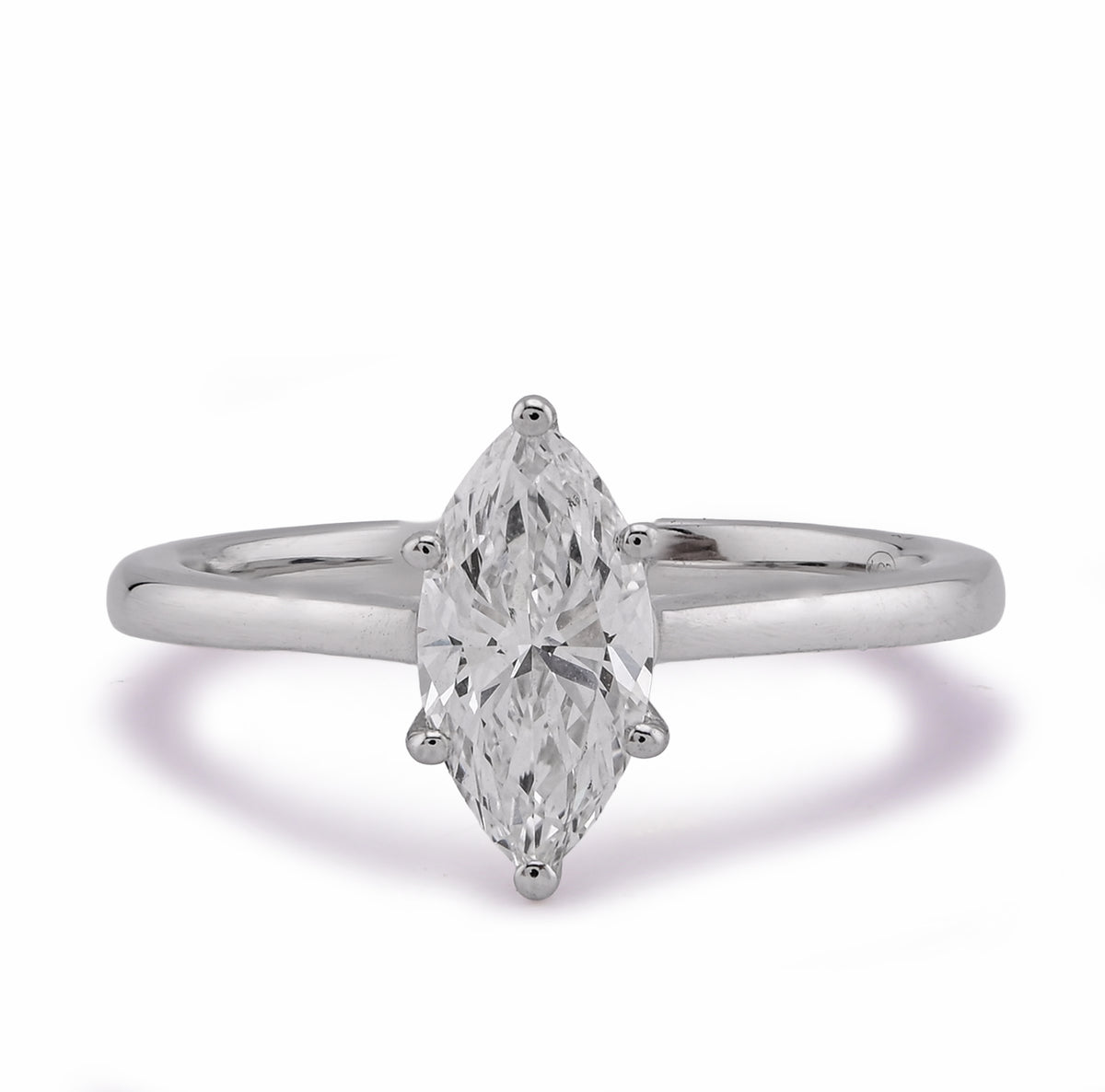 14k White Gold 1CTW Marquise Centre Solitaire Lab Diamond Women Ring 2.9gm