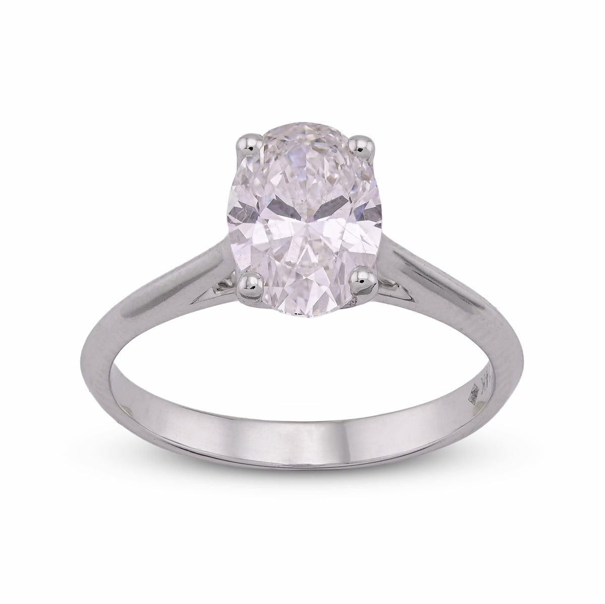 14k White Gold 1.5CTW Oval Solitaire Centre Lab Diamond Women Engagement Ring 2.8gm