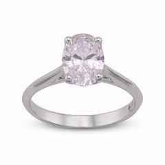 14k White Gold 1.5CTW Oval Solitaire Centre Lab Diamond Women Engagement Ring 2.8gm