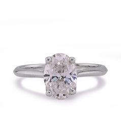 14k White Gold 1.5CTW Oval Solitaire Centre Lab Diamond Women Engagement Ring 2.8gm