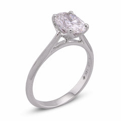 14k White Gold 1.5CTW Oval Solitaire Centre Lab Diamond Women Engagement Ring 2.8gm