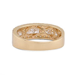 10k Yellow Gold 3 Row 2.02CTW Lab Diamond Men Band Ring 4.3gm