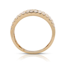 10k Yellow Gold 3 Row 2.02CTW Lab Diamond Men Band Ring 4.3gm