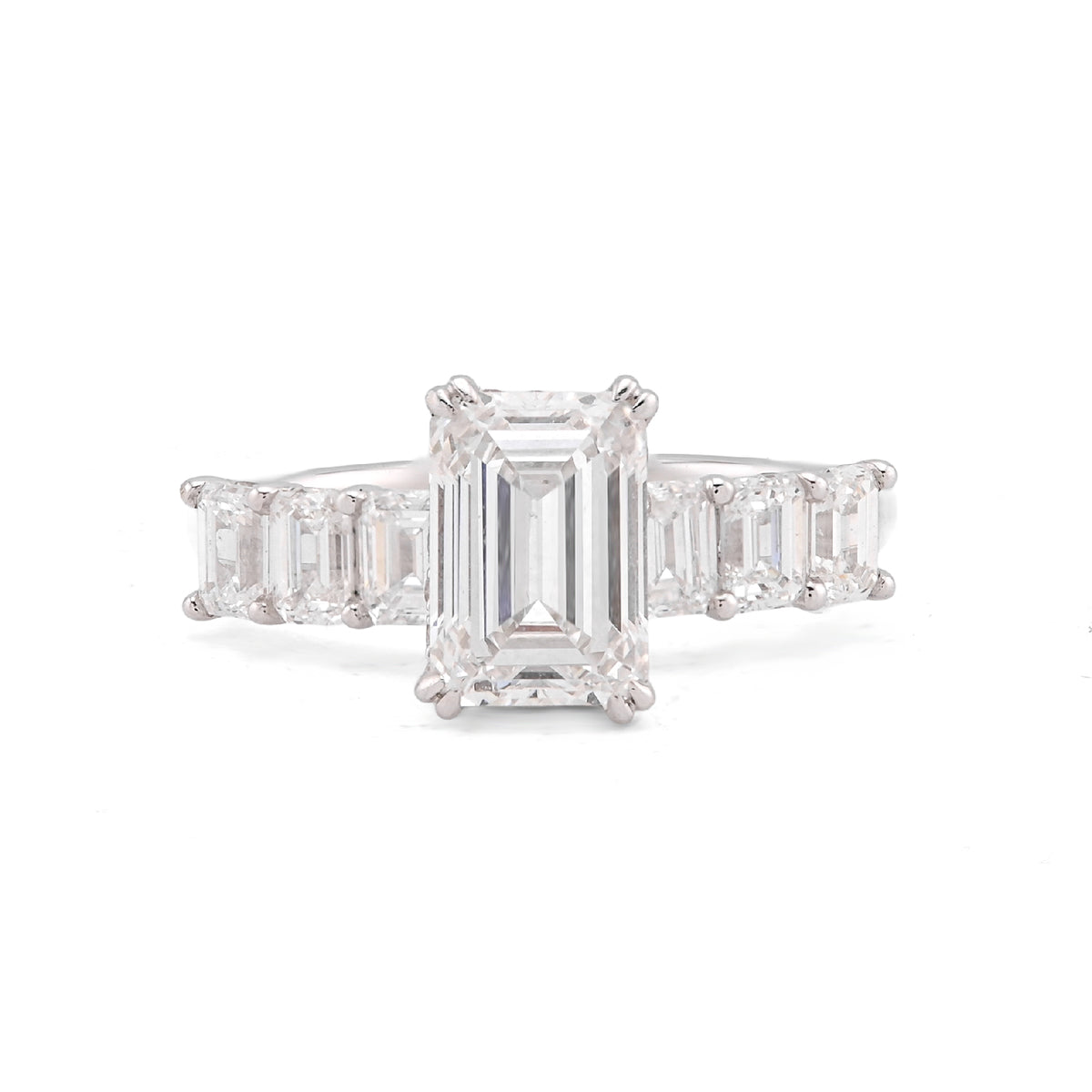 14k White Gold 3.62CTW Princess Cut Centre Solitaire Lab Diamond Women Ring 3.9gm