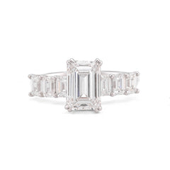 14k White Gold 3.62CTW Princess Cut Centre Solitaire Lab Diamond Women Ring 3.9gm