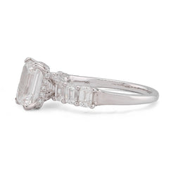 14k White Gold 3.62CTW Princess Cut Centre Solitaire Lab Diamond Women Ring 3.9gm