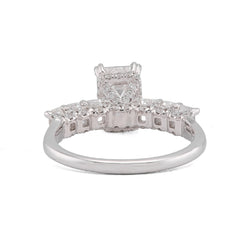 14k White Gold 3.62CTW Princess Cut Centre Solitaire Lab Diamond Women Ring 3.9gm