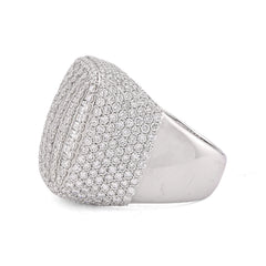10k White Gold 5.90CTW Multi-Column Baguette/Round Lab Diamond Men Rectangle Pinky Ring 14.4gm