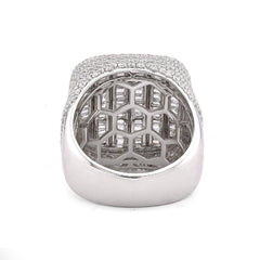 10k White Gold 5.90CTW Multi-Column Baguette/Round Lab Diamond Men Rectangle Pinky Ring 14.4gm