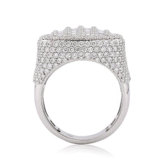 10k White Gold 5.90CTW Multi-Column Baguette/Round Lab Diamond Men Rectangle Pinky Ring 14.4gm