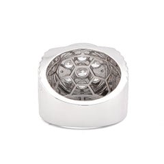 10k White Gold 3.17CTW Flower Cluster Centre Halo Men President's Lab Diamond Pinky Ring 13.5gm