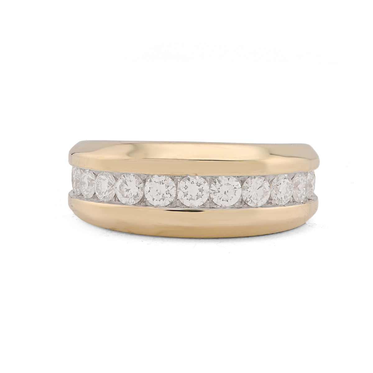 14k Yellow Gold 1.49CTW Single Row Lab Diamond Men band 7.4gm