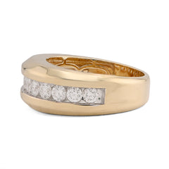 14k Yellow Gold 1.49CTW Single Row Lab Diamond Men band 7.4gm
