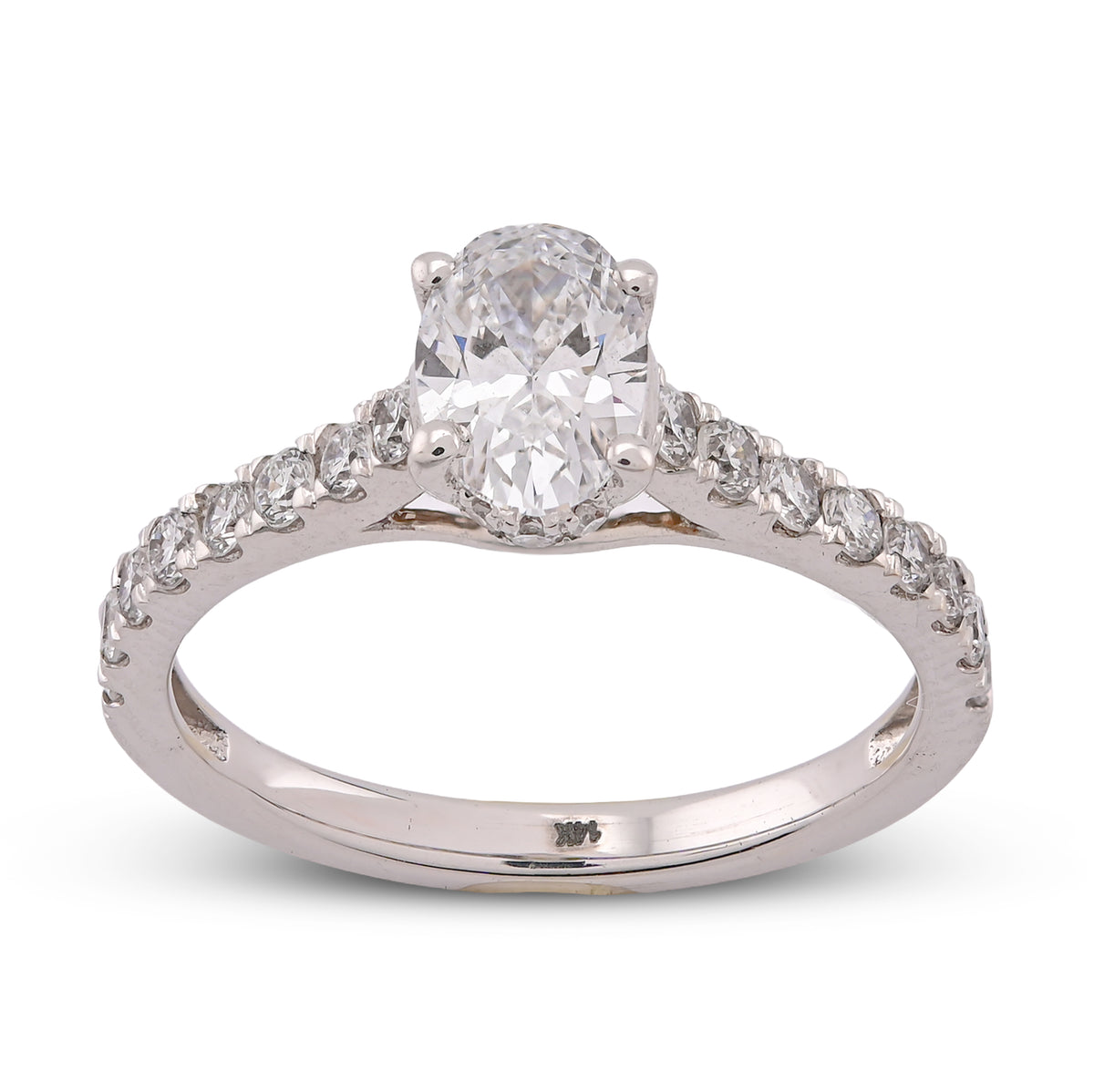 14k White Gold Oval Solitaire Centre 1.25CTW Lab Diamond Women Ring 2.8gm