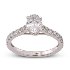 14k White Gold Oval Solitaire Centre 1.25CTW Lab Diamond Women Ring 2.8gm