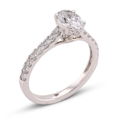 14k White Gold Oval Solitaire Centre 1.25CTW Lab Diamond Women Ring 2.8gm