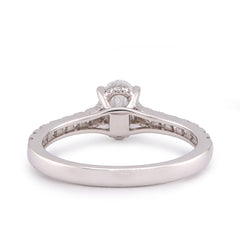 14k White Gold Oval Solitaire Centre 1.25CTW Lab Diamond Women Ring 2.8gm