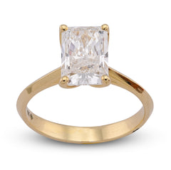 14k Yellow Gold 2CTW Centre Radiant Solitaire Lab Diamond Women Ring 2.9gm