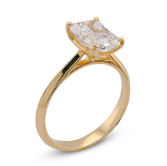 14k Yellow Gold 2CTW Centre Radiant Solitaire Lab Diamond Women Ring 2.9gm