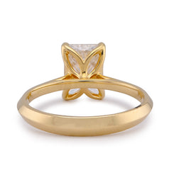 14k Yellow Gold 2CTW Centre Radiant Solitaire Lab Diamond Women Ring 2.9gm