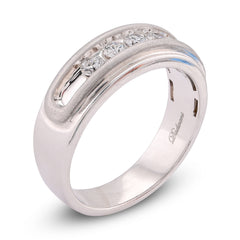 14k White Gold 5 Stone Centre Single Row 0.50CTW Lab Diamond Men Band 7.8gm