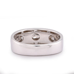 14k White Gold 5 Stone Centre Single Row 0.50CTW Lab Diamond Men Band 7.8gm
