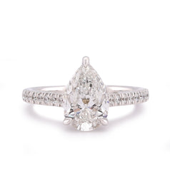 14k White Gold 2.25CTW Pear/Tear Drop Solitaire Centre Women Lab Diamond Ring 3.9gm