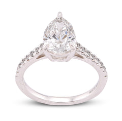 14k White Gold 2.25CTW Pear/Tear Drop Solitaire Centre Women Lab Diamond Ring 3.9gm
