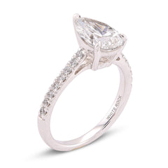 14k White Gold 2.25CTW Pear/Tear Drop Solitaire Centre Women Lab Diamond Ring 3.9gm