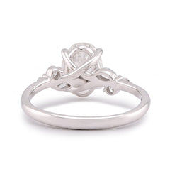 14k White Gold 2.25CTW Oval Solitaire Centre Marquise/Round Side Lab Diamond Women Ring 2.7gm