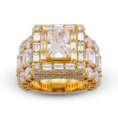 10k Yellow Gold 15CTW Radiant Centre Radiant/Round Lab Diamond Mens Pinky Ring 22.6gm