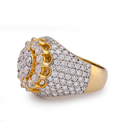 10k Yellow Gold 4CTW FLower Cluster Centre Halo Side Iced Lab Diamond Men Pinky Ring 10.2gm