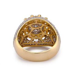 10k Yellow Gold 4CTW FLower Cluster Centre Halo Side Iced Lab Diamond Men Pinky Ring 10.2gm