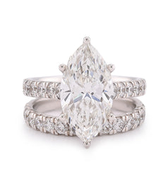 14k White Gold 6CTW Centre Marquise Solitaire Lab Diamond Women Ring 7.9gm