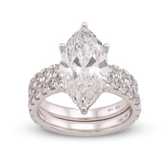 14k White Gold 6CTW Centre Marquise Solitaire Lab Diamond Women Ring 7.9gm