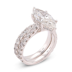 14k White Gold 6CTW Centre Marquise Solitaire Lab Diamond Women Ring 7.9gm