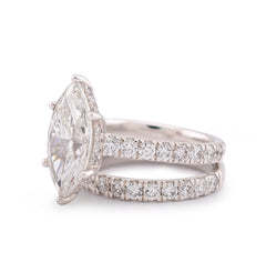 14k White Gold 6CTW Centre Marquise Solitaire Lab Diamond Women Ring 7.9gm