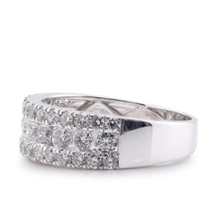 10k White Gold 2.02CTW 3-Row Round Lab Diamond Men Band 4.4gm