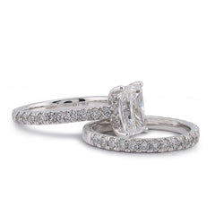 14k White Gold Centre Radiant Solitaire Round 3.30CTW Lab Diamond Women Ring with Band 5.9gm