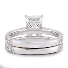 14k White Gold Centre Radiant Solitaire Round 3.30CTW Lab Diamond Women Ring with Band 5.9gm