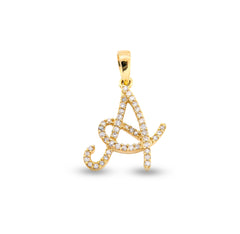 10k Yellow Gold 0.9g 0.16CTW Natural Diamond Initial "A" Letter Pendant Charm