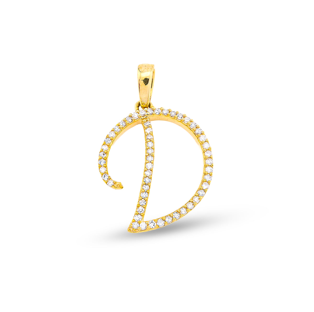 10k Yellow Gold 0.8g 0.16CTW Natural Diamond Initial "D" Letter Pendant Charm