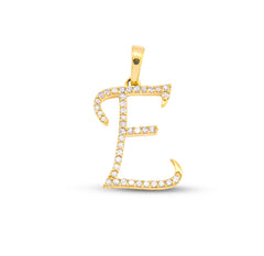 10k Yellow Gold 0.8g 0.17CTW Natural Diamond Initial "E" Letter Pendant Charm