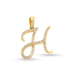 10k Yellow Gold 1g 0.16CTW Natural Diamond Initial "H" Letter Pendant Charm
