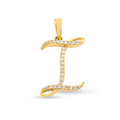 10k Yellow Gold 0.9g 0.1CTW Natural Diamond Initial "I" Letter Pendant Charm