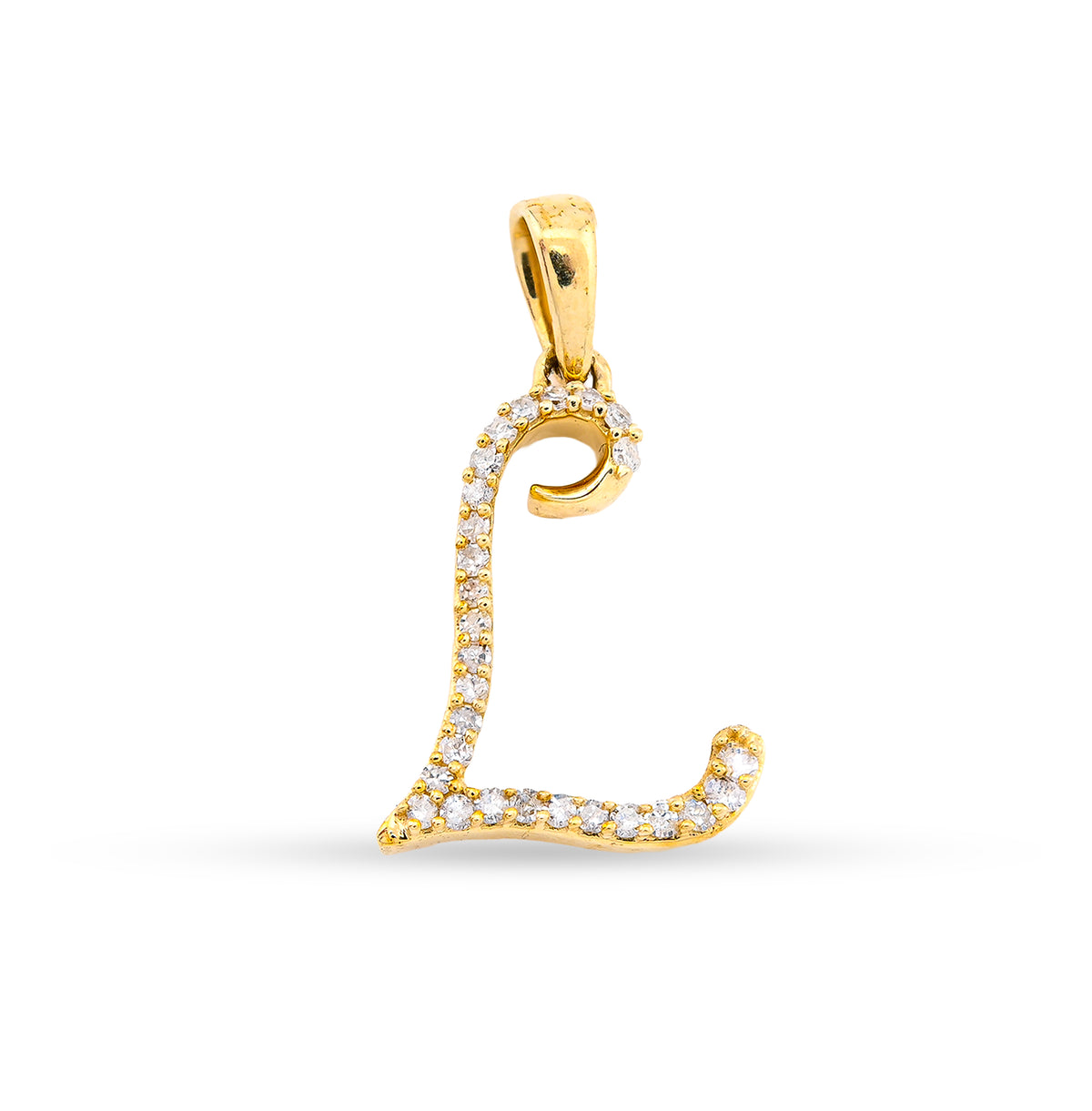 10k Yellow Gold 0.7g 0.12CTW Natural Diamond Initial "L" Letter Pendant Charm