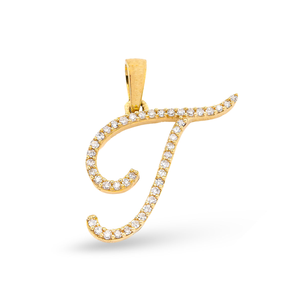 Fine 10k Yellow Gold 1g 0.15CTW Natural Diamond Initial "T" Letter Pendant Charm