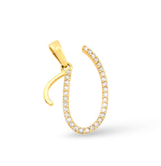 10k Yellow Gold 0.8g 0.14CTW Natural Diamond Initial "U" Alphabet Pendant Charm