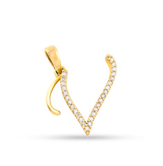 10k Yellow Gold 0.8g 0.12CTW Natural Diamond Initial "V" Letter Pendant Charm